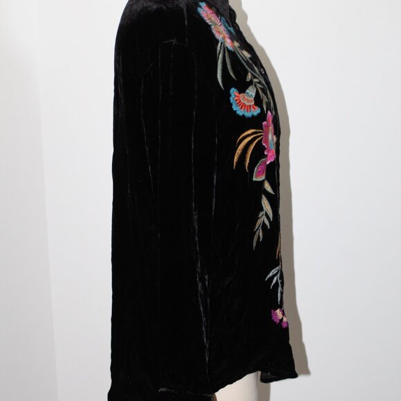 NWT Johnny Was Workshop Biya JWLA Embroidered Velvet Sidonia Pleat Blouse Top - Picture 6 of 7